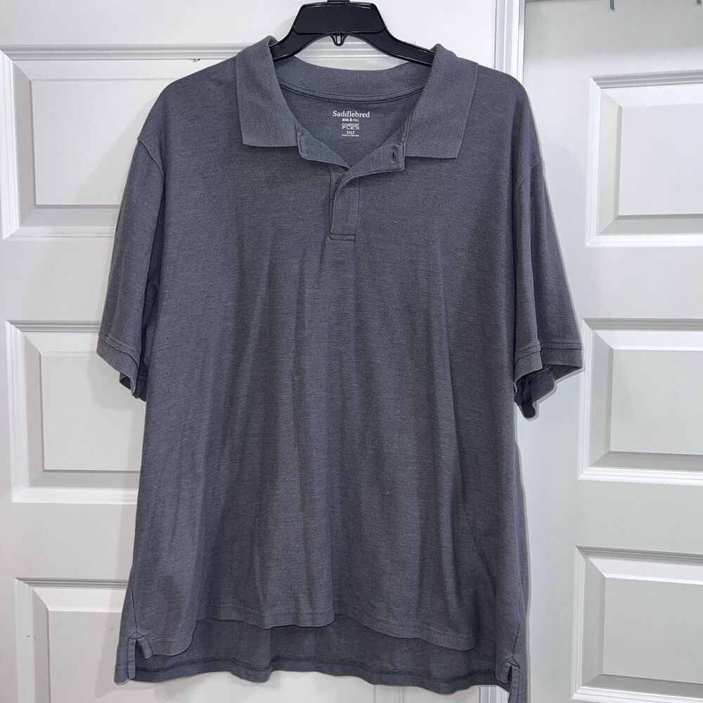 Saddlebred Made for Comfort Men's Big & Tall 3XLT Charcoal Gray Solid Polo